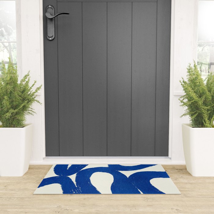 Abstract blue shapes pattern N02 Welcome Mat Gallery Image 3
