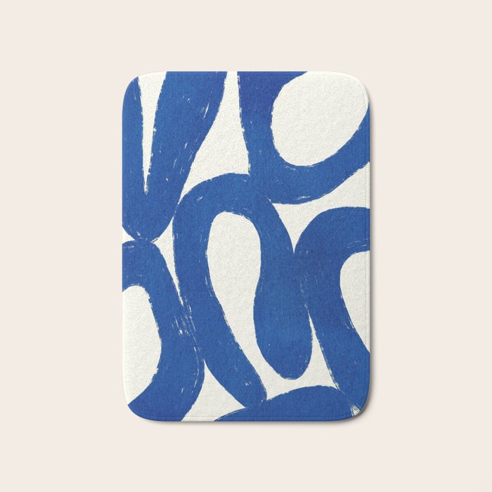 Abstract blue shapes pattern N02 Bath Mat Gallery Image 1