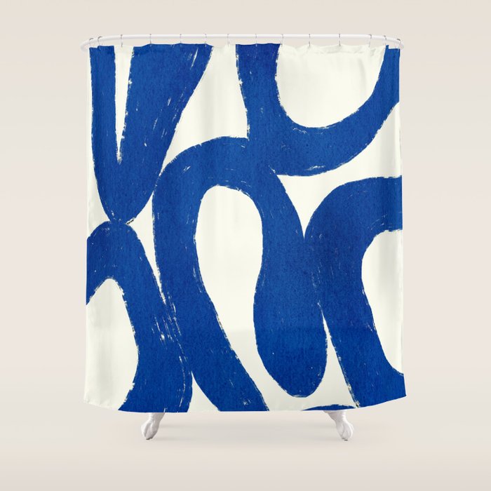 Abstract blue shapes pattern N02 Shower Curtain Gallery Image 1