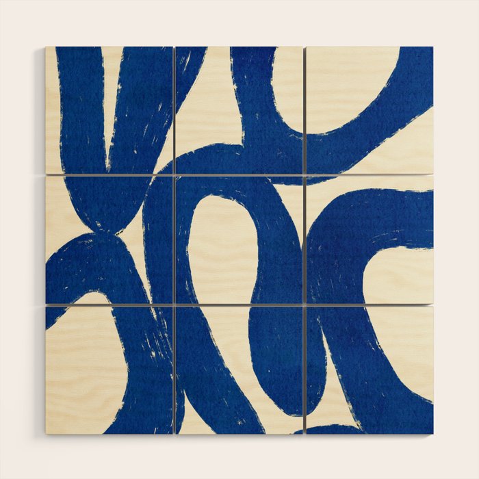 Abstract blue shapes pattern N02 Wood Wall Art