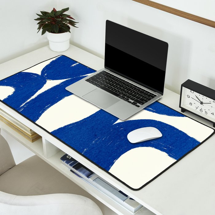 Abstract blue shapes pattern N02 Desk Mat Gallery Image 2