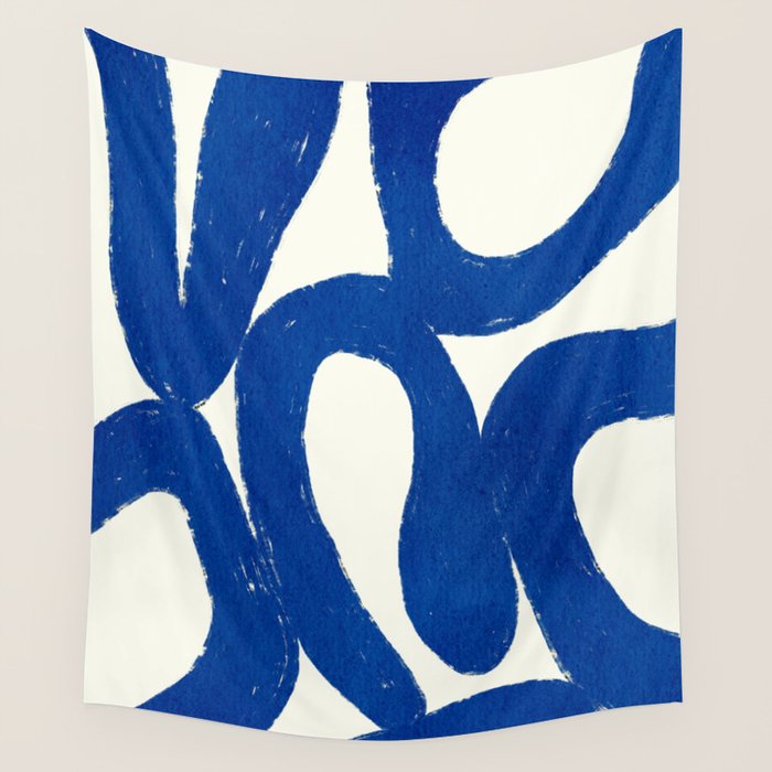 Abstract blue shapes pattern N02 Wall Tapestry