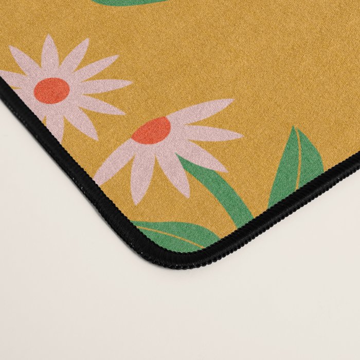 Pink Daisy Pattern - Yellow Desk Mat Gallery Image 4