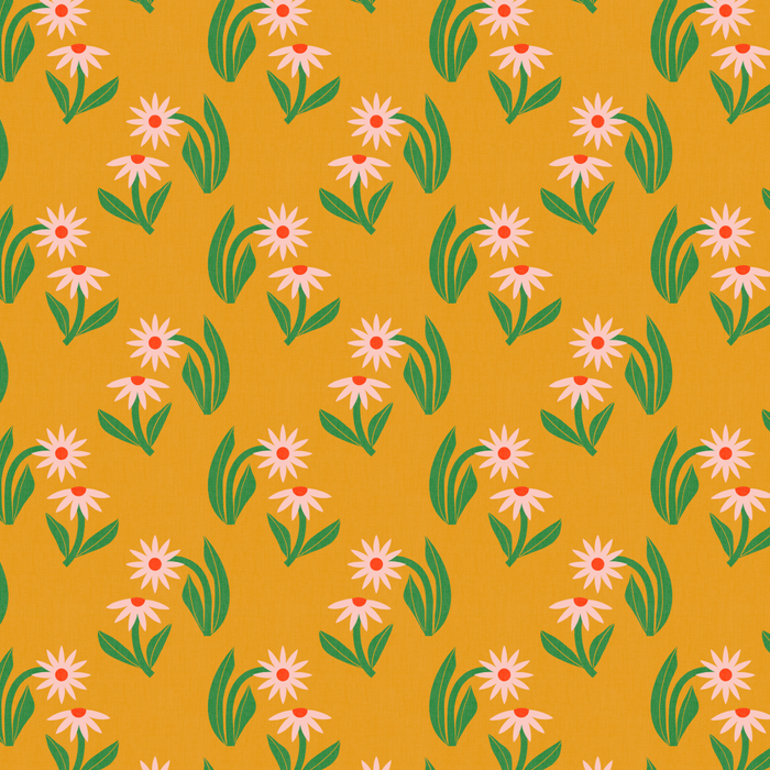 Pink Daisy Pattern - Yellow Coffee Mug Gallery Image 2