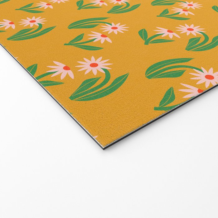 Pink Daisy Pattern - Yellow Welcome Mat Gallery Image 2