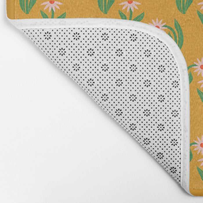 Pink Daisy Pattern - Yellow Bath Mat Gallery Image 2