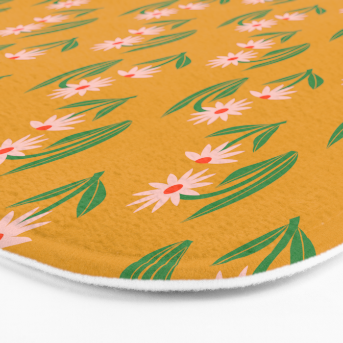 Pink Daisy Pattern - Yellow Bath Mat Gallery Image 3