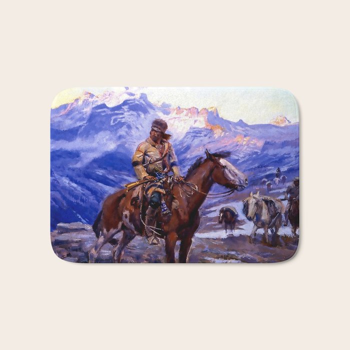 âThe Free Trappersâ by Charles M Russell Bath Mat Gallery Image 1