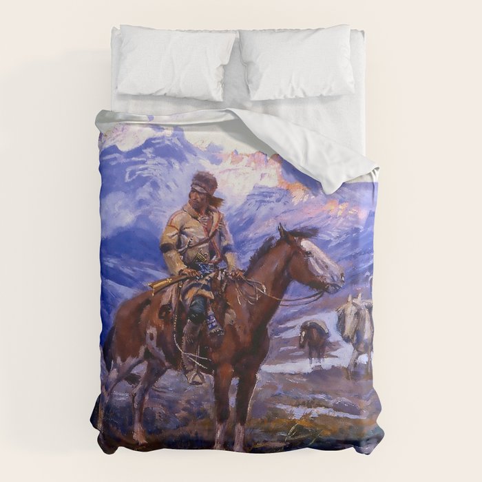 âThe Free Trappersâ by Charles M Russell Duvet Cover Gallery Image 6
