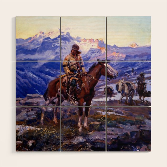 âThe Free Trappersâ by Charles M Russell Wood Wall Art Gallery Image 1