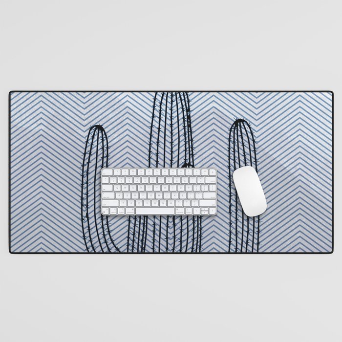 Deserted Cactus - chevron slate Desk Mat Gallery Image 1