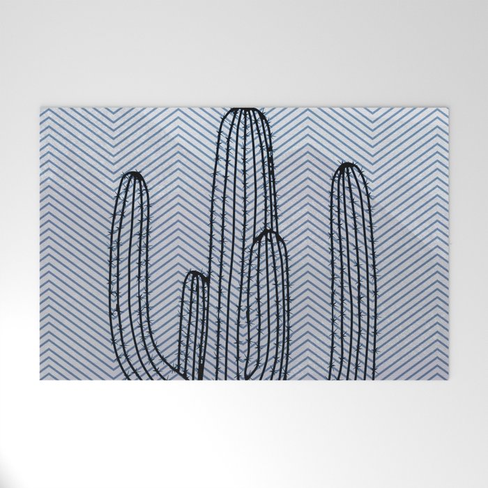 Deserted Cactus - chevron slate Welcome Mat Gallery Image 1