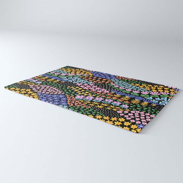 Abstract Flower Meadow Modern Contemporary Art Rug Gallery Image 3