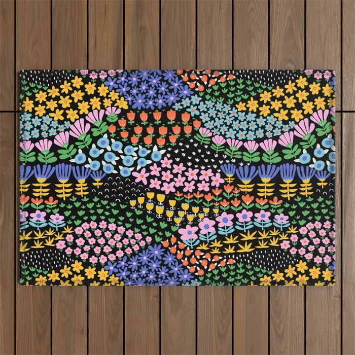 Abstract Flower Meadow Modern Contemporary Art Outdoor Rug Gallery Image 1
