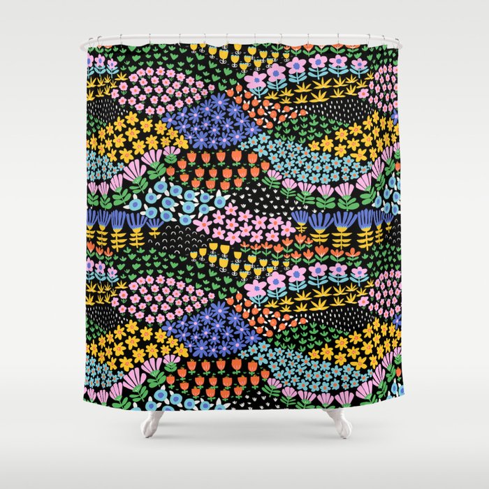 Abstract Flower Meadow Modern Contemporary Art Shower Curtain Gallery Image 1