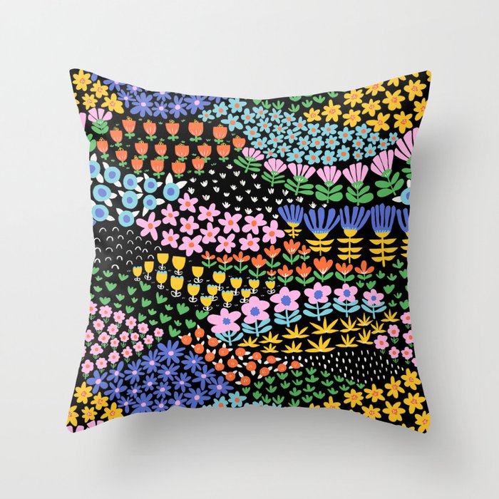 Abstract Flower Meadow Modern Contemporary Art Throw Pillow Gallery Image 1