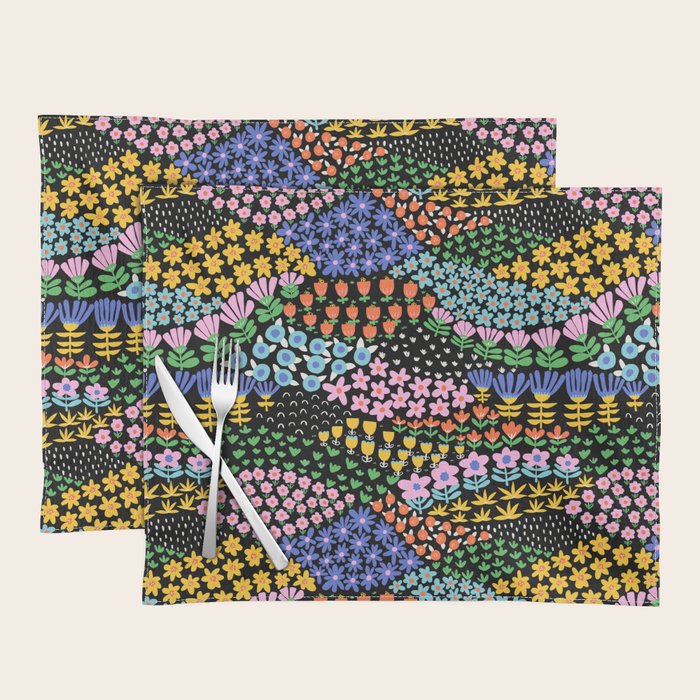 Abstract Flower Meadow Modern Contemporary Art Placemat Gallery Image 1