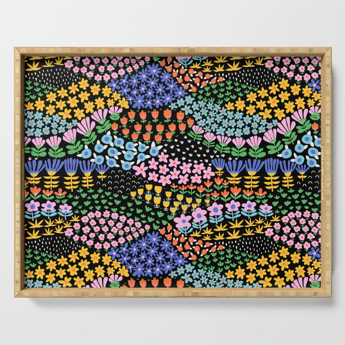 Abstract Flower Meadow Modern Contemporary Art Serving Tray Gallery Image 1