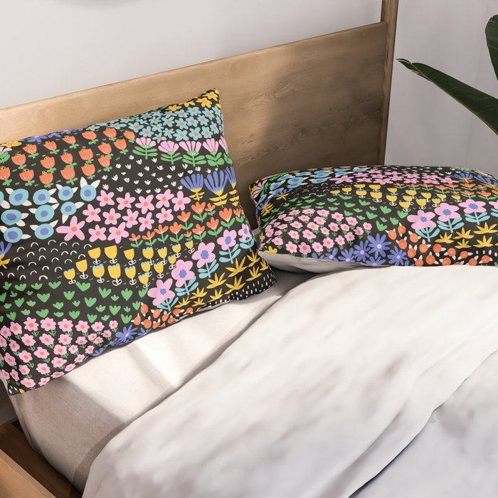 Abstract Flower Meadow Modern Contemporary Art Pillow Sham Gallery Image 2