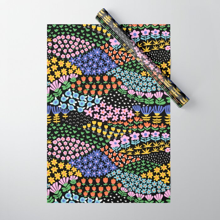 Abstract Flower Meadow Modern Contemporary Art Wrapping Paper Gallery Image 1