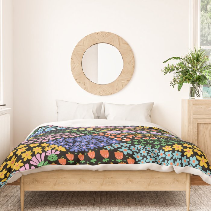 Abstract Flower Meadow Modern Contemporary Art Duvet Cover Gallery Image 3