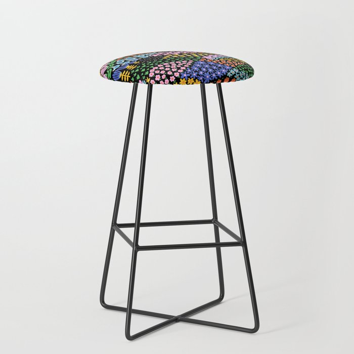 Abstract Flower Meadow Modern Contemporary Art Stool Gallery Image 1