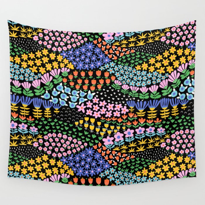 Abstract Flower Meadow Modern Contemporary Art Wall Tapestry Gallery Image 4
