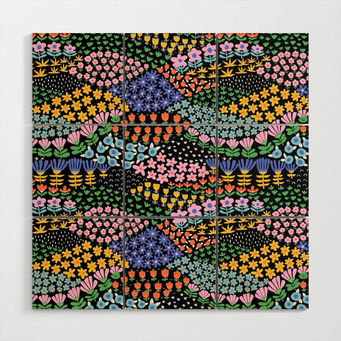 Abstract Flower Meadow Modern Contemporary Art Wood Wall Art Gallery Image 1