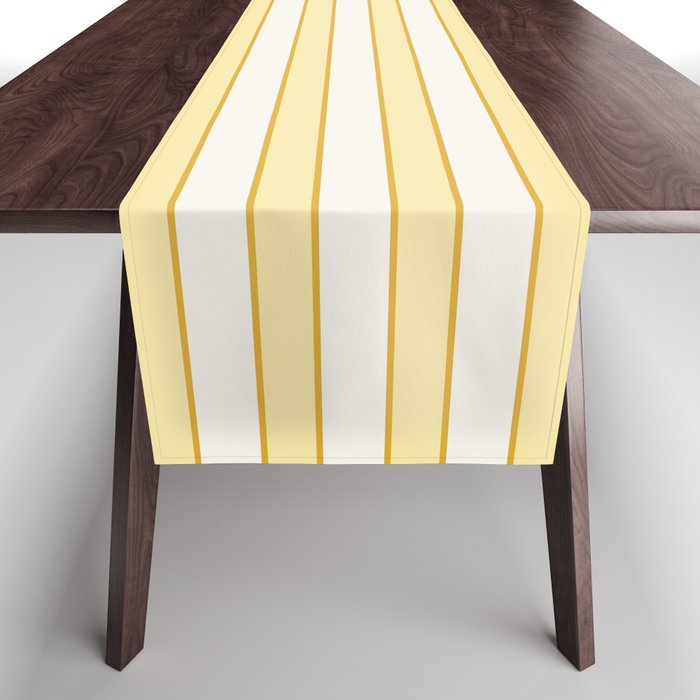 Elegant Cabana Stripe Yellow And Gold Retro Boho Coastal Beach Vibe Table Runner Gallery Image 1