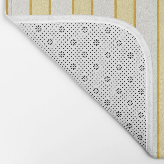 Elegant Cabana Stripe Yellow And Gold Retro Boho Coastal Beach Vibe Bath Mat Gallery Image 2