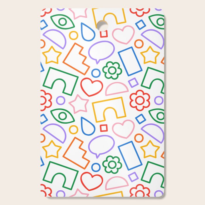 Abstract colorful doodle shape art pattern Cutting Board Gallery Image 1