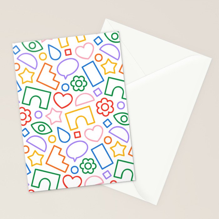 Abstract colorful doodle shape art pattern Stationery Card Gallery Image 2