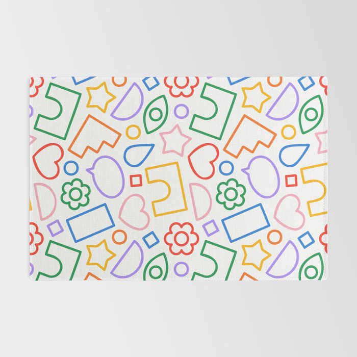 Abstract colorful doodle shape art pattern Rug Gallery Image 2