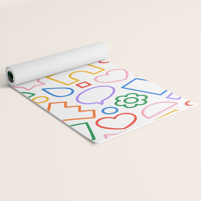 Abstract colorful doodle shape art pattern Yoga Mat Gallery Image 2