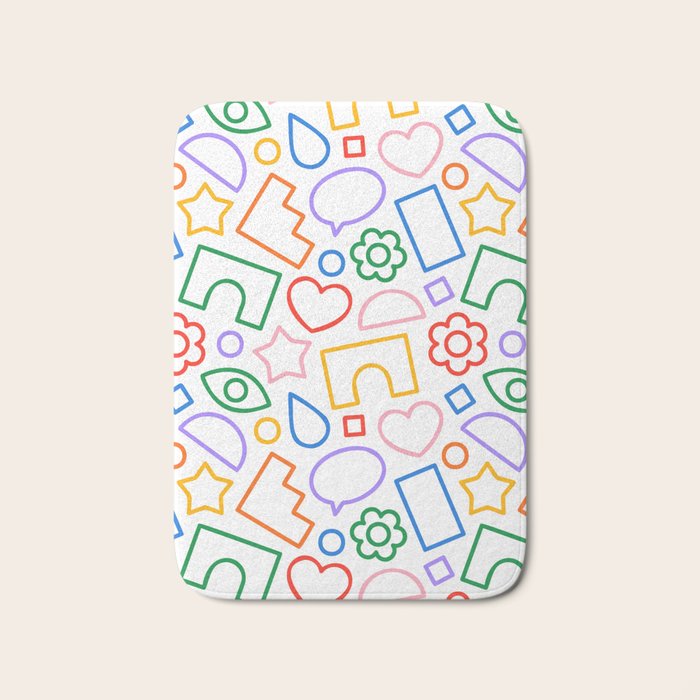 Abstract colorful doodle shape art pattern Bath Mat Gallery Image 1