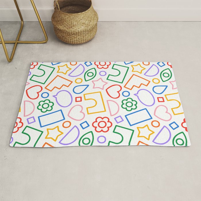 Abstract colorful doodle shape art pattern Rug Gallery Image 1