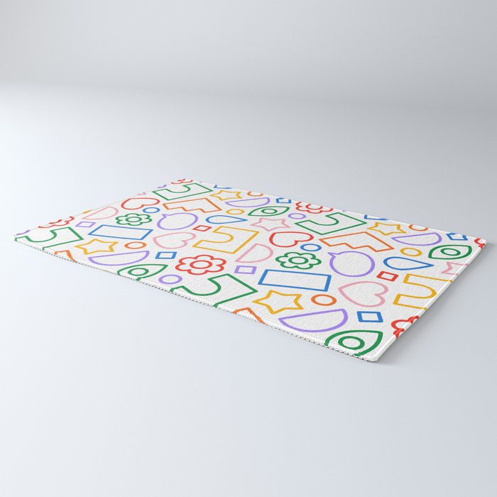 Abstract colorful doodle shape art pattern Rug Gallery Image 3