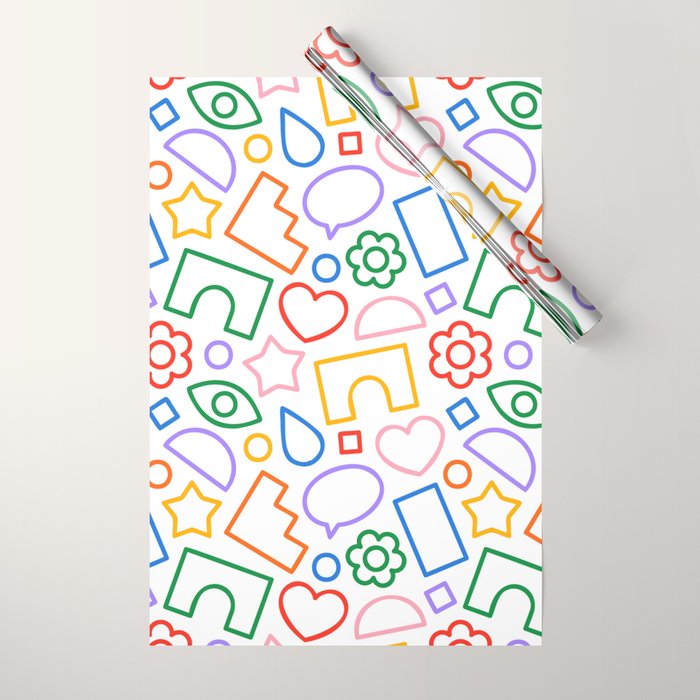 Abstract colorful doodle shape art pattern Wrapping Paper Gallery Image 1
