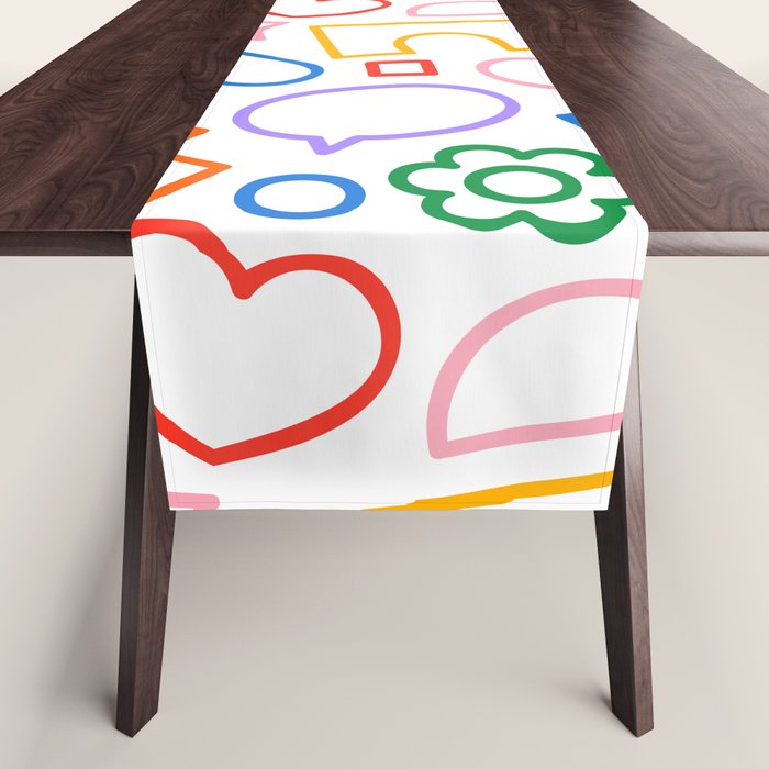 Abstract colorful doodle shape art pattern Table Runner Gallery Image 1