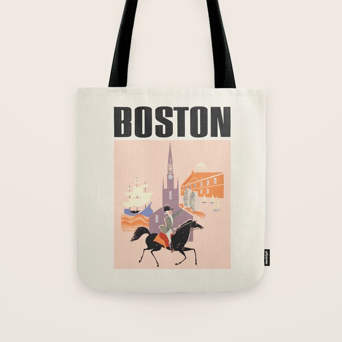 Boston Massachusetts Vintage travel poster, 1950s Tote Bag Gallery Image 1