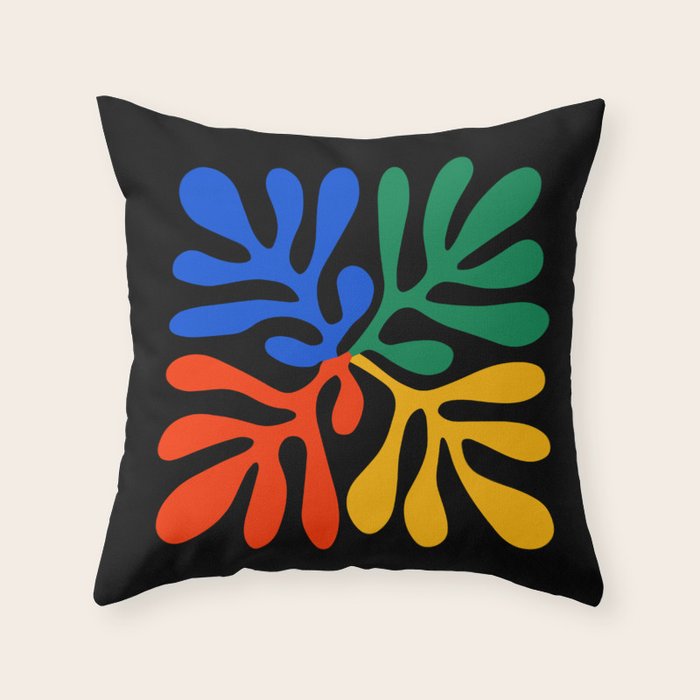 Nature Leaf Cutouts II: Night Edition | Mid-Century Henri Matisse Series Throw Pillow Gallery Image 6