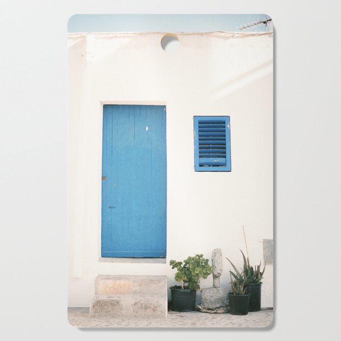 Travel photography print âIbiza blue and whiteâ photo art made in the old town of Eivissa / Ibiza Cutting Board Gallery Image 1