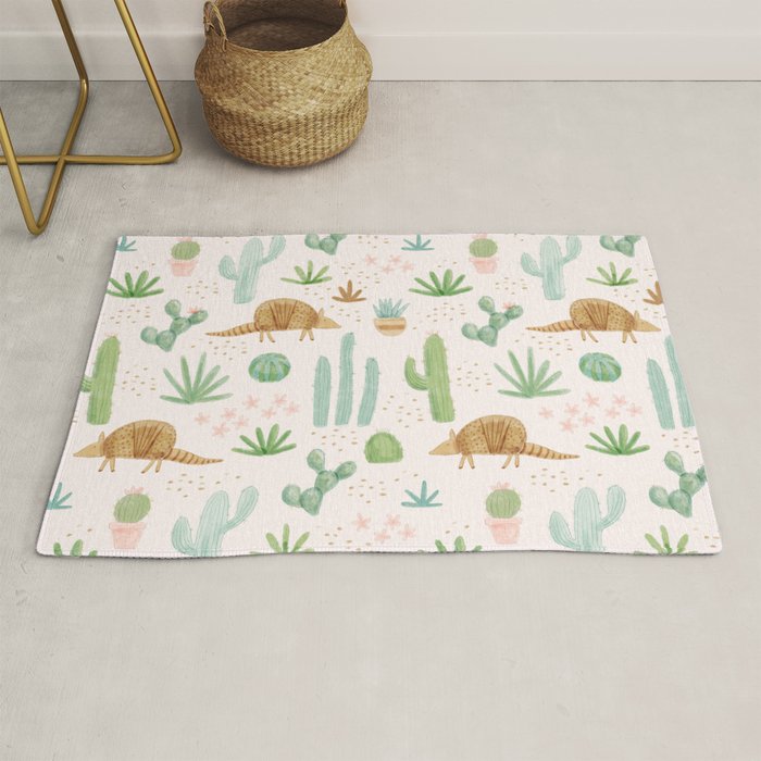 Armadillos in the Desert - Watercolor Rug Gallery Image 1