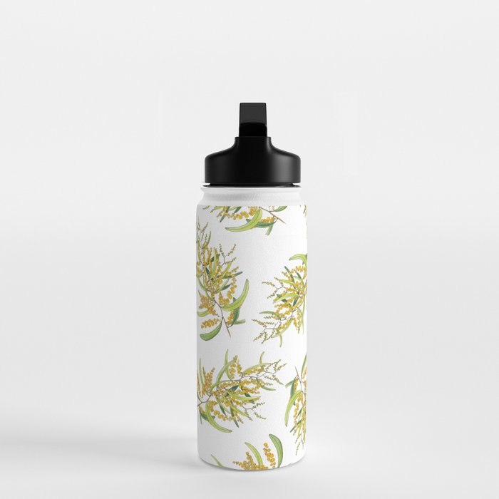 Australian Wattle Flower, Illustration Water Bottle Gallery Image 3