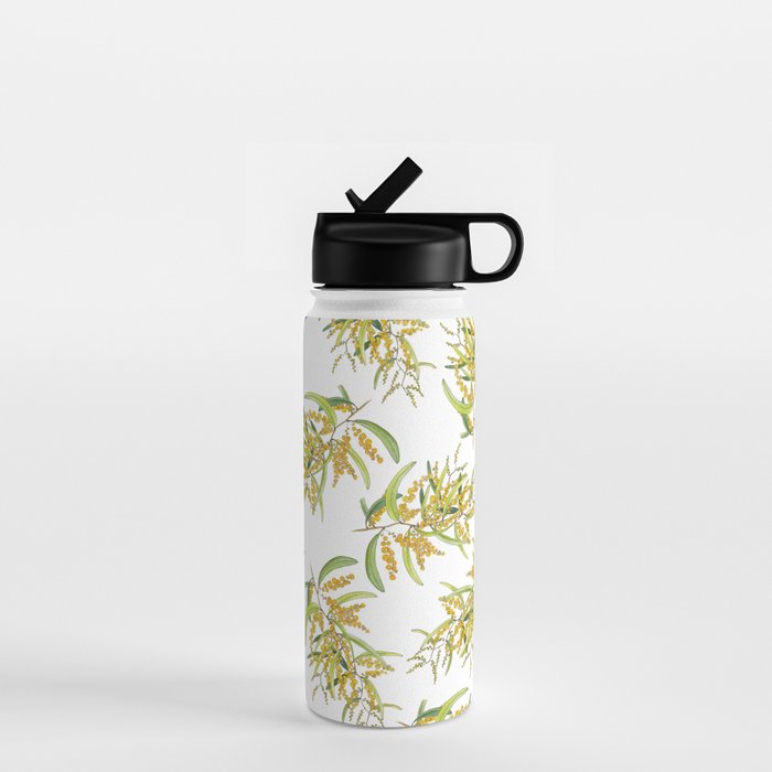 Australian Wattle Flower, Illustration Water Bottle Gallery Image 1