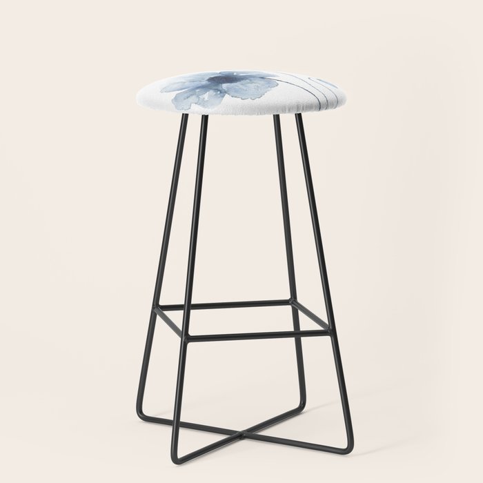 Blue Watercolor Poppies Stool Gallery Image 1