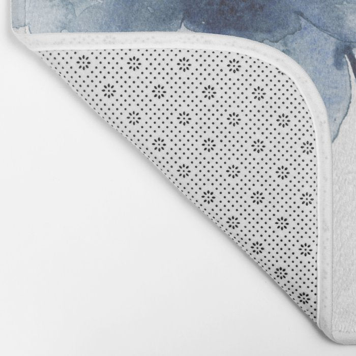 Blue Watercolor Poppies Bath Mat Gallery Image 2