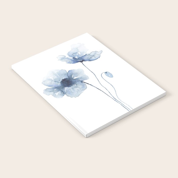 Blue Watercolor Poppies Notebook Gallery Image 1
