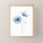 Blue Watercolor Poppies Mini Art Print Gallery Image 1