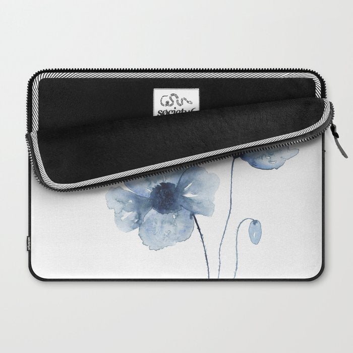 Blue Watercolor Poppies Laptop Sleeve Gallery Image 2